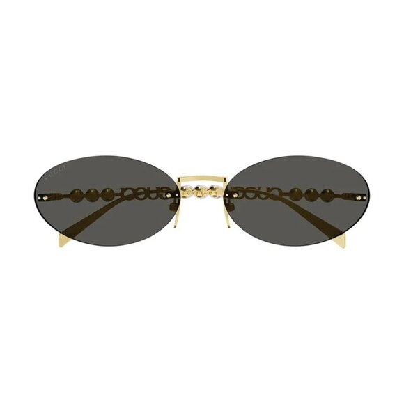 NEW GUCCI SUNGLASSES GOLD WOMEN OVAL EYEWEAR GUCCI GG1922S 001 - Picture 3 of 4